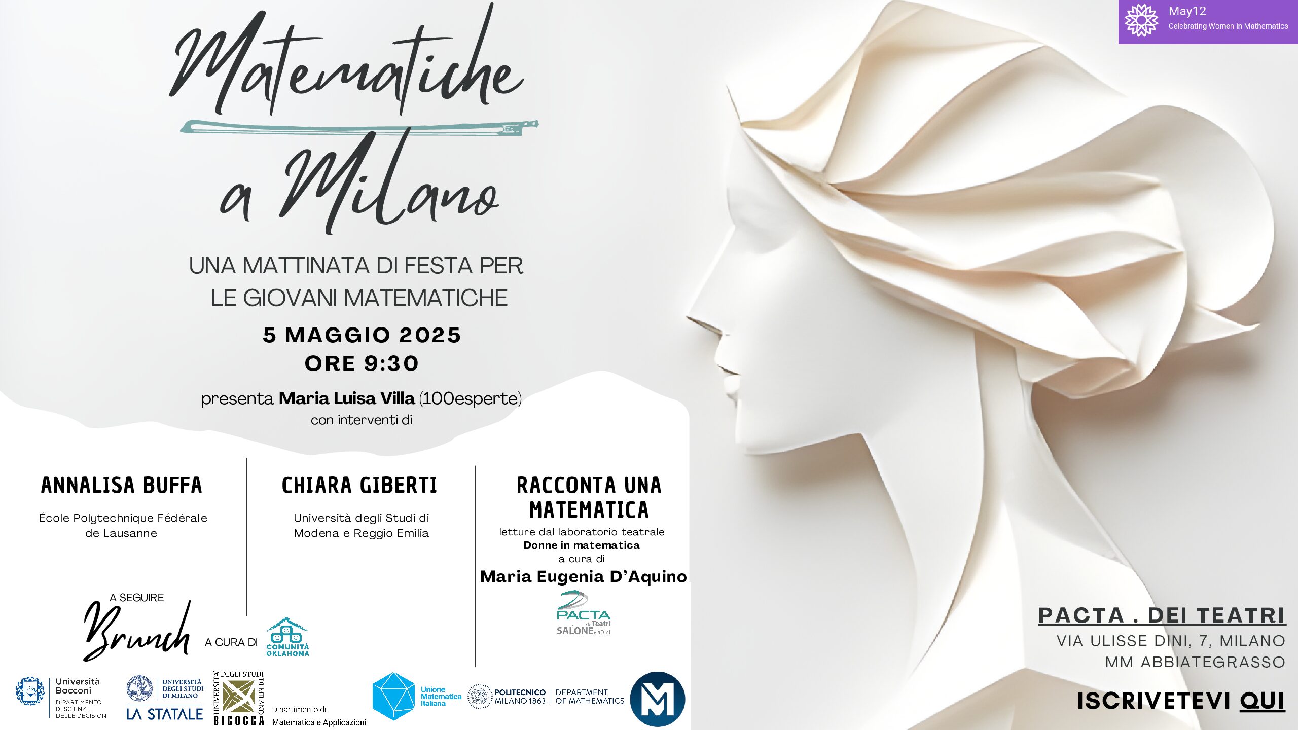 Matematiche a Milano – Una mattinata di festa per le giovani matematiche (5 maggio 2025)